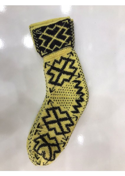 Kışlık Kilim Motifli Sıcak Tutan Örgü Yün Ünisex Çorap 24