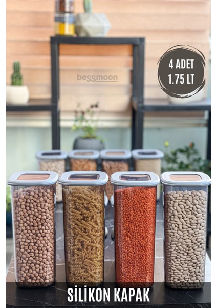 12'li Kare Foly Erzak Saklama Kabı , Bakliyat Seti , Baharatlık 1.75 Lt-1.20 LT-550 ml