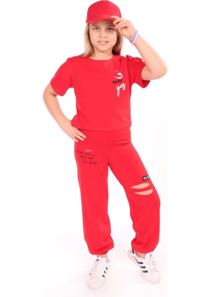 Toontoy Kız Çocuk Enjoy Yes Baskılı Eşofman Takım
