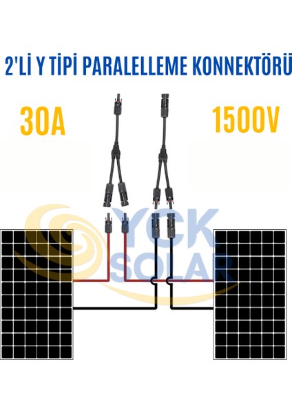 YCK Solar 2'li Y Tipi Paralelleme Konnektörü Kablolu - Aynı Gün Kargoda - 10 Set