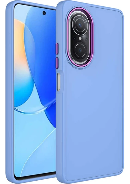 Kzy Huawei Nova 9 Se Kapak Renkli Metal Kamera Çerçeveli First Class Içi Kadife Lasnman Kılıf - Lila