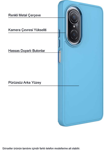 Huawei Nova 9 Se Kapak Renkli Metal Kamera Çerçeveli First Class Içi Kadife Lasnman Kılıf - Yeşil