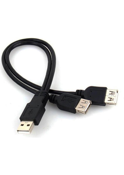 USB 2.0 Erkek To 2 USB 2.0 Dişi Y Splitter Kablo - USB Şarj Güç Kablosu - 30 cm