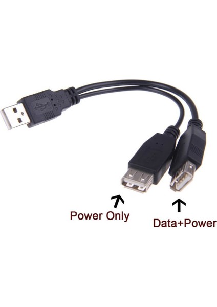 USB 2.0 Erkek To 2 USB 2.0 Dişi Y Splitter Kablo - USB Şarj Güç Kablosu - 30 cm