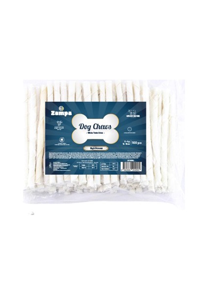 Beyaz Burgu Çubuk 100 Adet Kemik 5gr 12-13CM Yavru Köpek Diş Kaşıma Kemiği Stick Köpek Kemiği