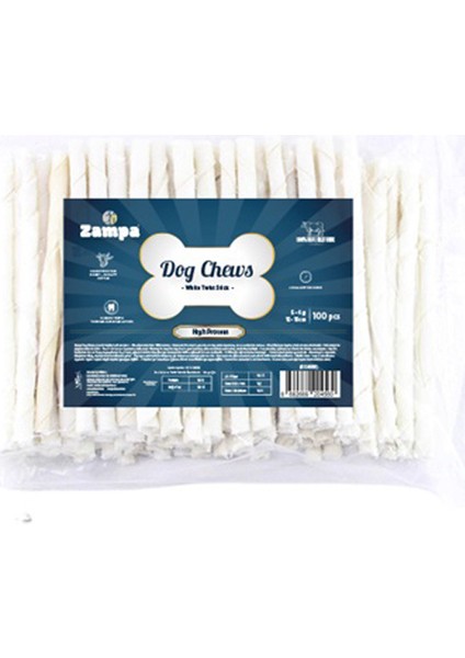Beyaz Burgu Çubuk 100 Adet Kemik 5gr 12-13CM Yavru Köpek Diş Kaşıma Kemiği Stick Köpek Kemiği