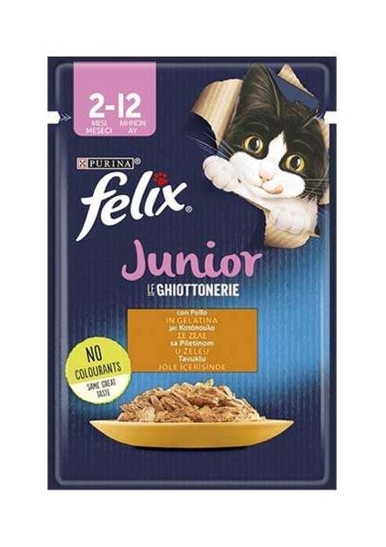 Felix Tavuklu Junior Yavru Kedi Islak Maması 85GR x 13 Adet Kedi Yaş Mama Kedi Pouch Konserve