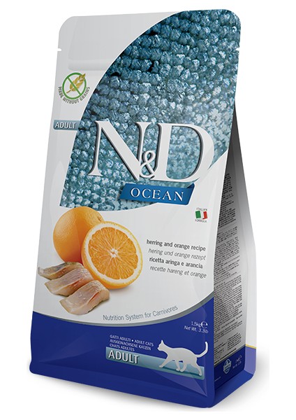 Nd Ocean 1,5kg Tahılsız Ringa Balığı ve Portakallı Yetişkin Adult Kedi Maması Herring And Orange fiyatları