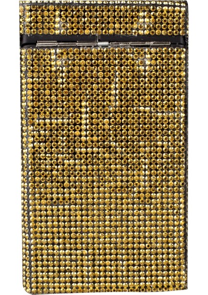 Kadın Gold Swarovski Taşlı Ince Uzun Sigara Kutusu