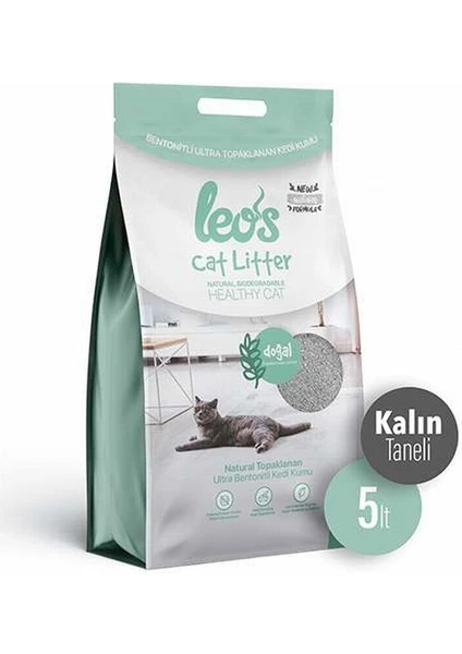 Leos Cat Litter Doğal Bentonit Kedi Kumu Kalın 5 Lt