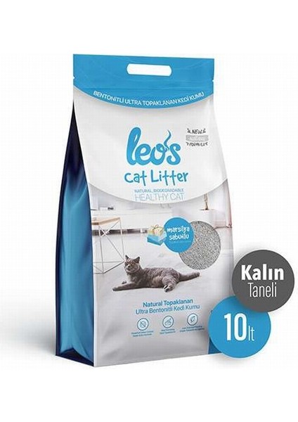 Leos Cat Litter Marsilya Sabunlu Kalın Bentonit Kedi Kumu 10 Lt