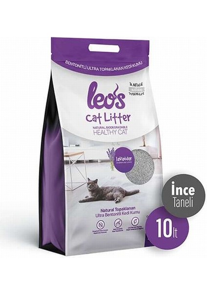 Leos Cat Litter Lavanta Kokulu İnce Bentonit Kedi Kumu 10 Lt