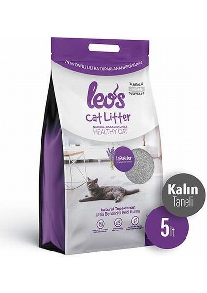 Leos Cat Litter Lavanta Kokulu Kalın Bentonit Kedi Kumu 5 Lt