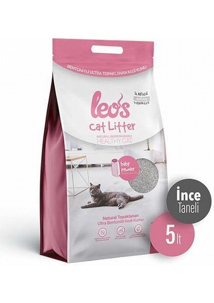 Leos Cat Litter Baby Powder Kokulu İnce Bentonit Kedi Kumu 2x5 Lt