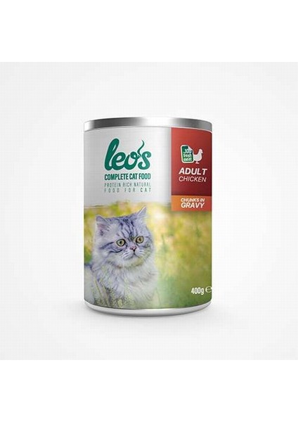 Leos Tavuk Parça Etli Soslu Kedi Konservesi 24x400 Gr