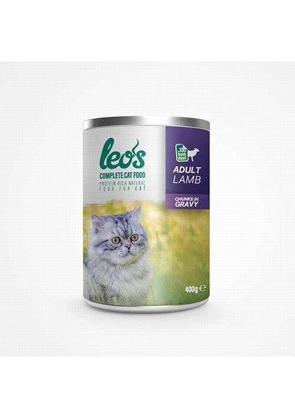 Leos Kuzu Parça Etli Soslu Kedi Konservesi 12x400 Gr