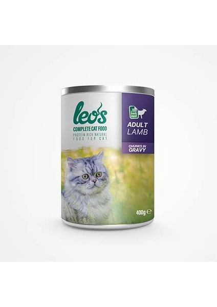 Leos Kuzu Parça Etli Soslu Kedi Konservesi 24x400 Gr