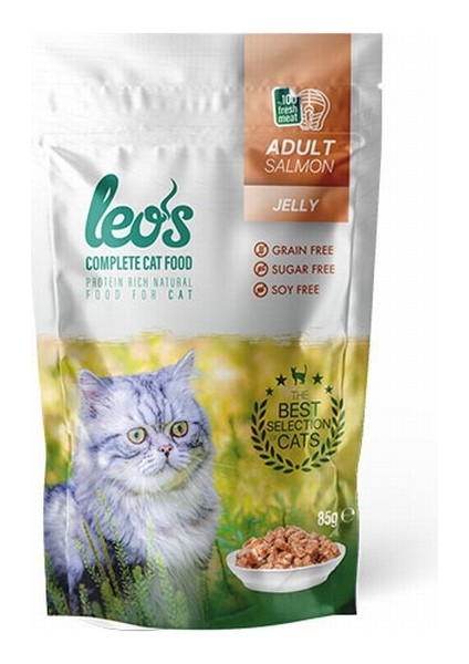Leos Somonlu Yetişkin Kedi Yaş Maması Pouch 6x85 Gr