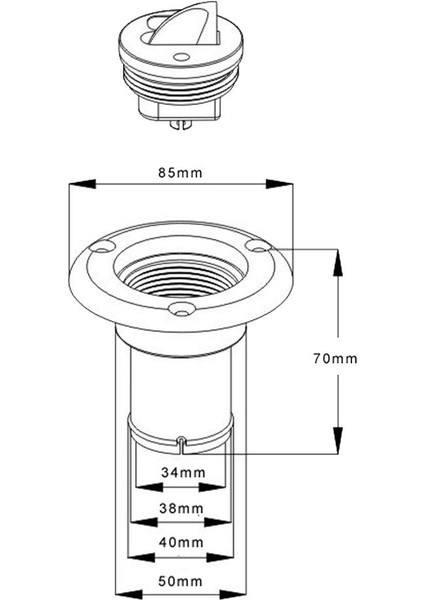 Beyaz Naylon Tekne Yat Kamyonu Su Güverte Dolgusu 38MM Soket W - Mavi (Yurt Dışından)