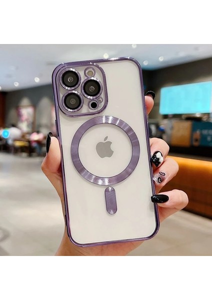Iphone 14 Pro Max Kılıf Kamera Kaplamalı Parlak Renkli Magsafe Kablosuz Şarj Aygıtı Uyumlu Kılıf