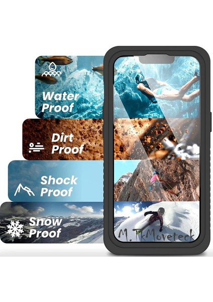 Iphone 13 Pro Uyumlu Kılıf 360 Derece Tam Kaplama Waterproff Su Geçirmez Magsefe Destekli Silikon Kapak Zırh Tank Casse Military 1-1 Arkası Şeffaf