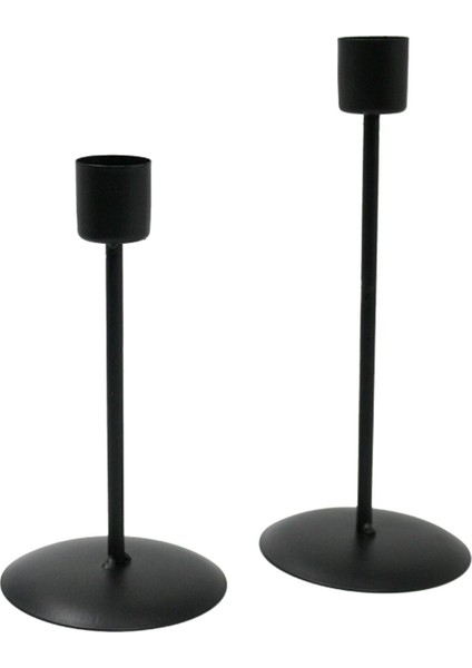 Demir Konik Mum Tutucu Şamdan Sehpa Masa Merkez Dekor Siyah (Yurt Dışından)