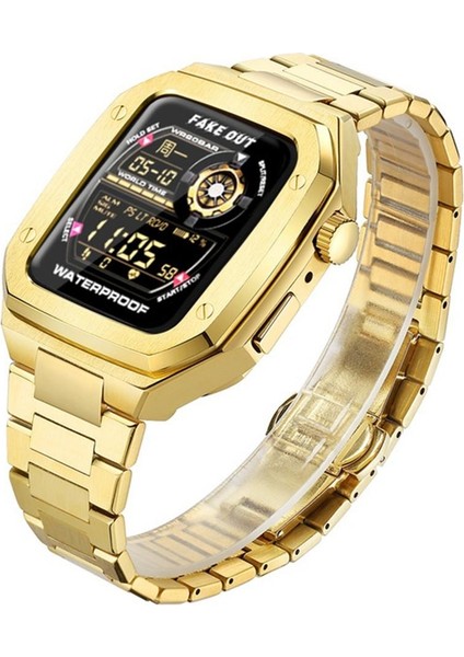 Apple Watch 7 8 45MM Paslanmaz Çelik Zırh Armor Tme Kasa Kordon