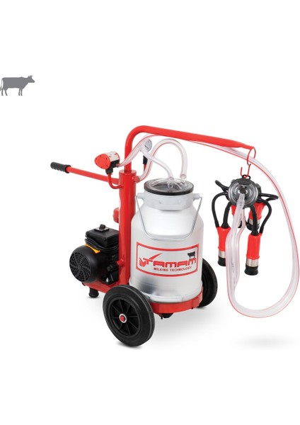 Ecomini Tekli İnek Süt Sağma Makinesi (Alüminyum Güğüm-Kauçuk Memelik) (Kuru Pompa)
