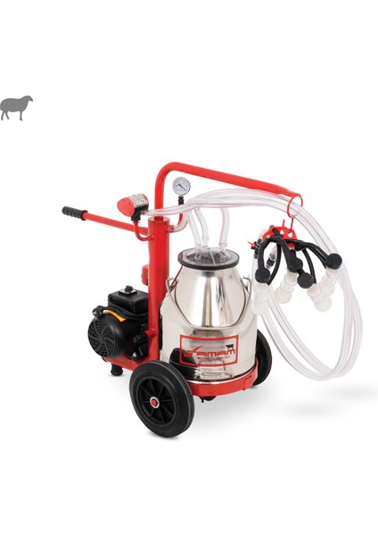 Ecomini İkili Koyun Süt Sağma Makinesi (Paslanmaz Güğüm-Silikon Memelik) (Kuru Pompa)