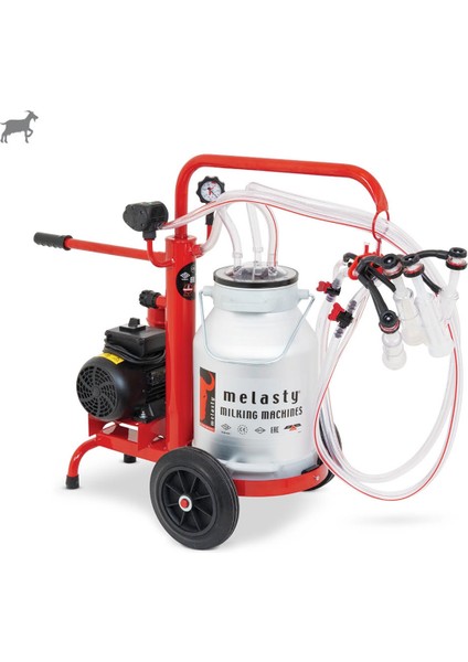 Ecomini İkili Keçi Süt Sağma Makinesi (Alüminyum Güğüm - Silikon Memelik) (Ecomini) (Kuru Pompa)