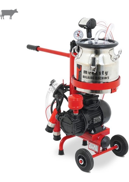 Büyükbaş Tekli Süt Sağım Makinesi (Paslanmaz Güğüm - Kauçuk Memelik) (Micro) (Kuru Pompa)