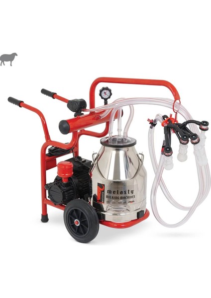 Junior İkili Koyun Süt Sağma Makinesi (Paslanmaz Güğüm-Silikon Memelik) (Yağlı Pompa)