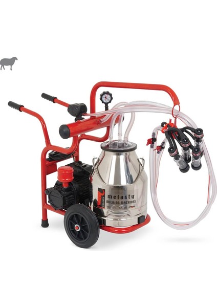 Junior İkili Koyun Süt Sağma Makinesi (Paslanmaz Güğüm-Kauçuk Memelik) (Yağlı Pompa)