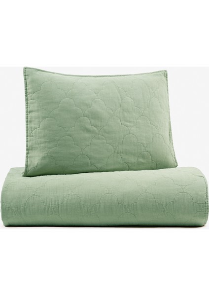 Serenity Keten Çift Kişilik Yatak Örtüsü Mint Yeşili 240x260