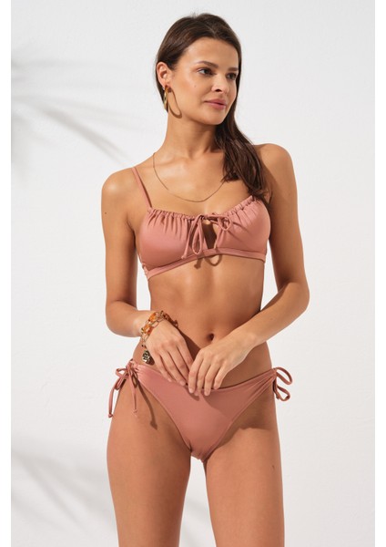 Blake Büzgülü Önden Bağlamalı Bikini Takım Bronz 231226 modelleri