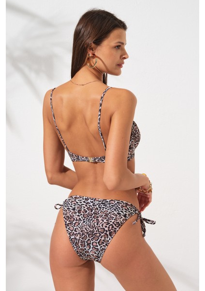 Blake Büzgülü Önden Bağlamalı Bikini Takım Leopar 231226-D fiyatları