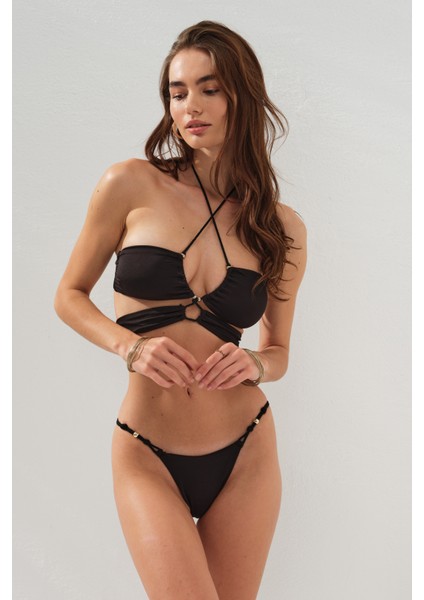 Parçalı Crop Bikini Takım Siyah 231204 modelleri