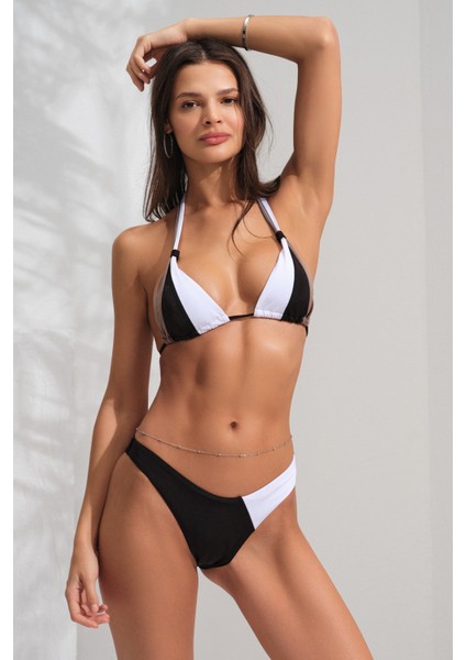 Parçalı Üçgen Brazilian Bikini Takım Siyah&beyaz 231200 modelleri