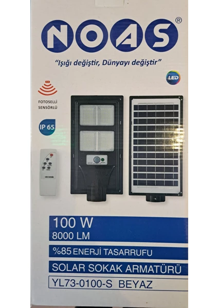 100W Solarlı Sokak Aydınlatması Kumandalı