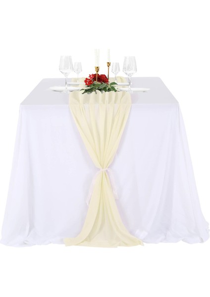 Dekor Için Düz Renk Masa Koşucu Uzun Romantik Masa Örtüsü (Yurt Dışından)