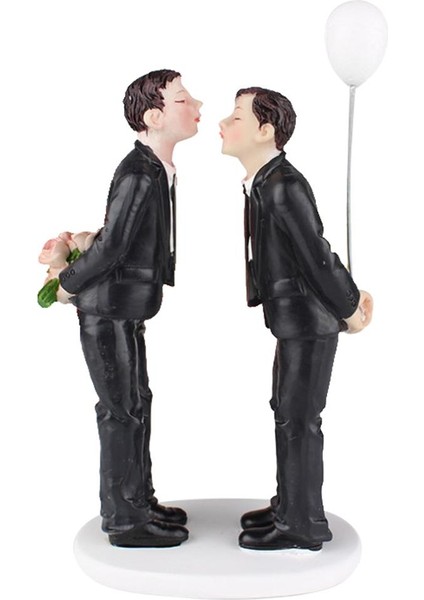 Düğün Pastası Topper, Siyah Beyaz Reçine Çift Damatlar Düğün Partileri (Yurt Dışından)