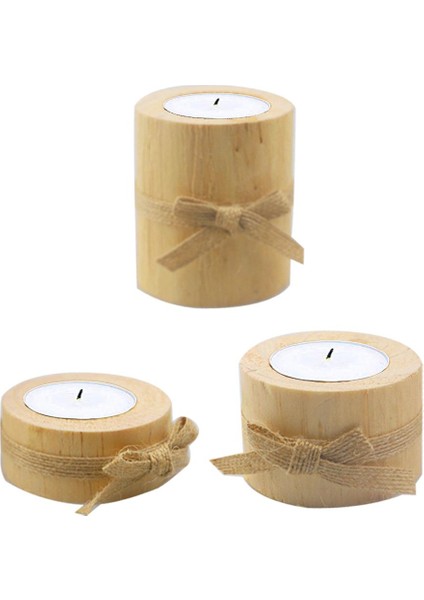 3pcs Retro Tarzı Ahşap Sütun Mum Tutucusu Parti Masa Dekoru Için Stand (Yurt Dışından)