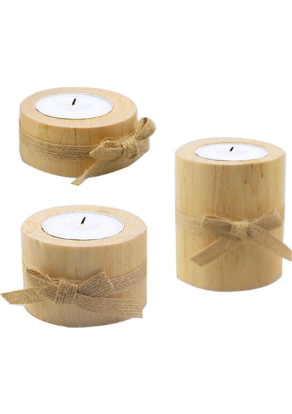 3pcs Retro Tarzı Ahşap Sütun Mum Tutucusu Parti Masa Dekoru Için Stand (Yurt Dışından)