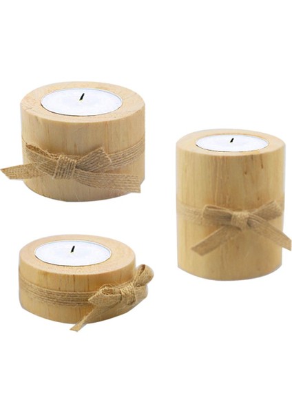 3pcs Retro Tarzı Ahşap Sütun Mum Tutucusu Parti Masa Dekoru Için Stand (Yurt Dışından)