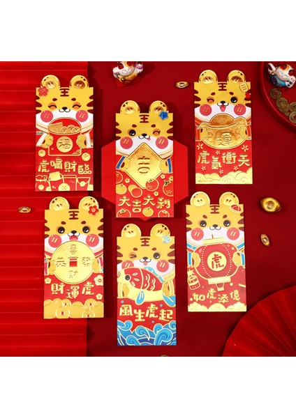 6x Çin Yeni Yıl Kırmızı Zarf Şanslı Para Paketleri Hongbao Parti Için (Yurt Dışından)