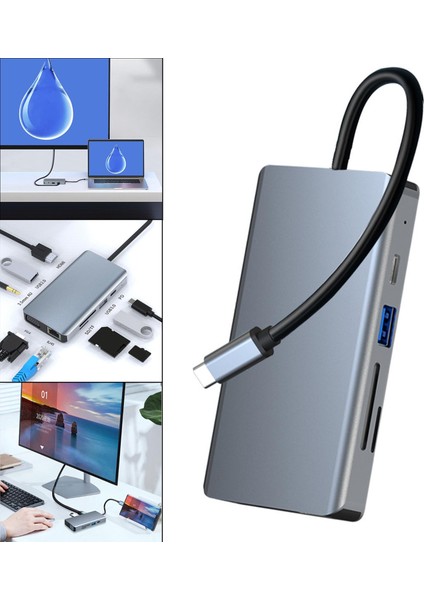 Loviver Hub Adaptörü Tip-C 9 In 1 USB 2.0 3.5 Audio Pd 2.0 Yüksek Geçiş Şarjı Çok Fonksiyonlu Sağlayın (Yurt Dışından)