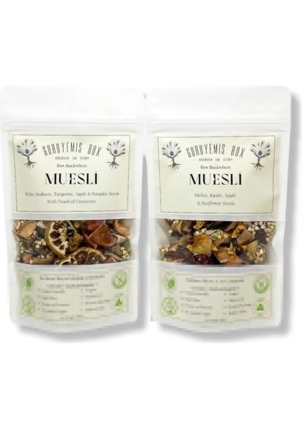 Müsli Kuru Meyveli ve Çekirdekli Vegan Şekersiz Protein ve Lif Kaynağı 2 x 100 gr Kahvaltılık Gevrek Seti Sağlıklı Kahvaltı Beslenme Yüksek Lif Protein Kaynağı Vegan Şekersiz