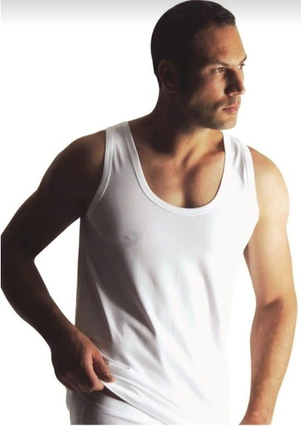 00 Erkek Exstra Beyaz %100 Pamuk Atlet Tekli