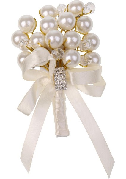 Düğün Töreni Lüks Sahte Inci Kristal Rhinestone Boutonniere Corsage  (Yurt Dışından)