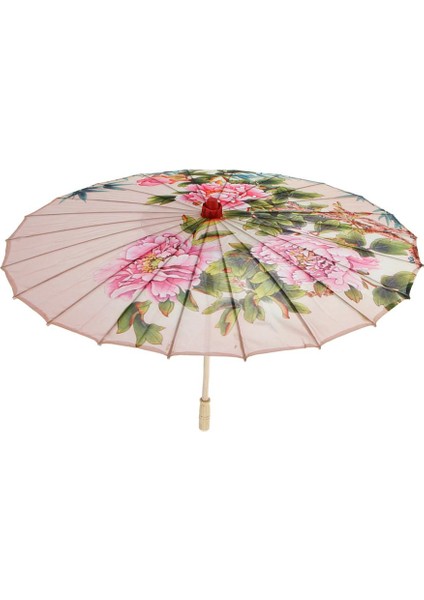 Pembe Şakayık Desenli 33 Inç Beyaz Şemsiye Şemsiye, Premium Ipek (Yurt Dışından) fiyatları